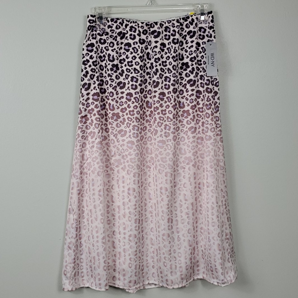 WD.NY Ombre Cheetah Satin Midi Skirt NWT